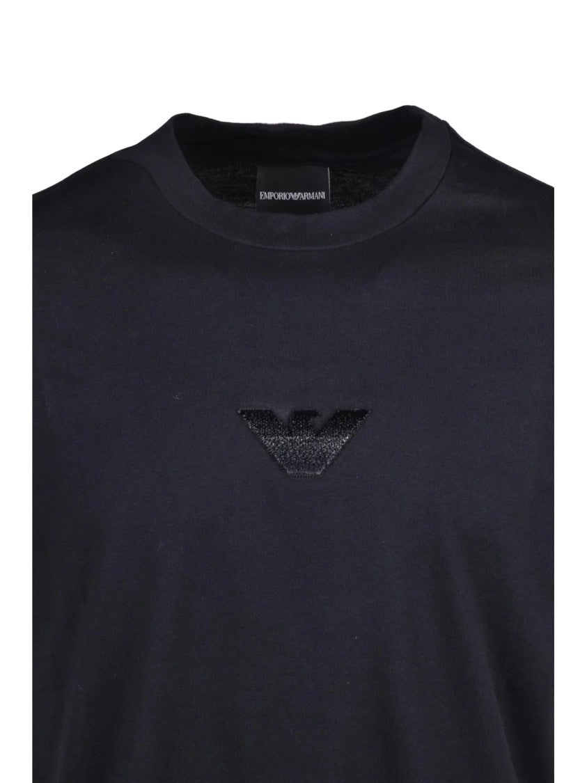 Emporio Armani Black Cotton Logo T-Shirt