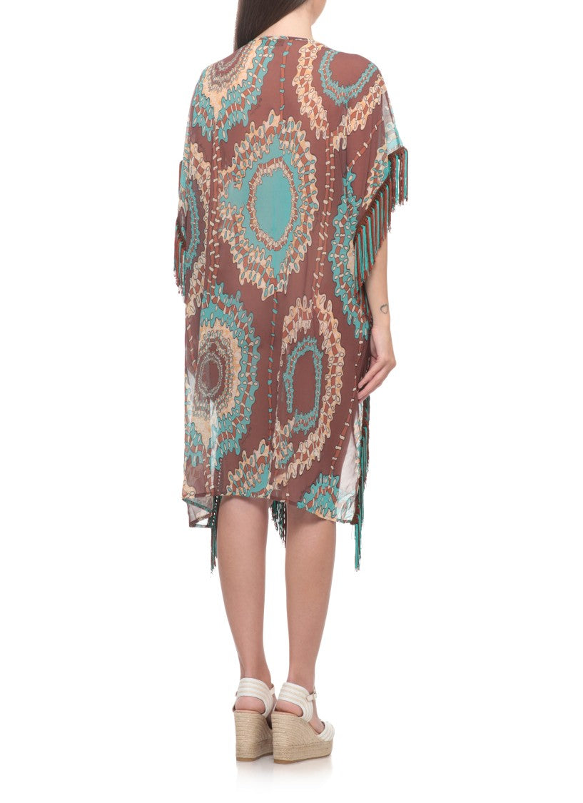 Miss Bikini Brown Fringes Pattern Kaftan