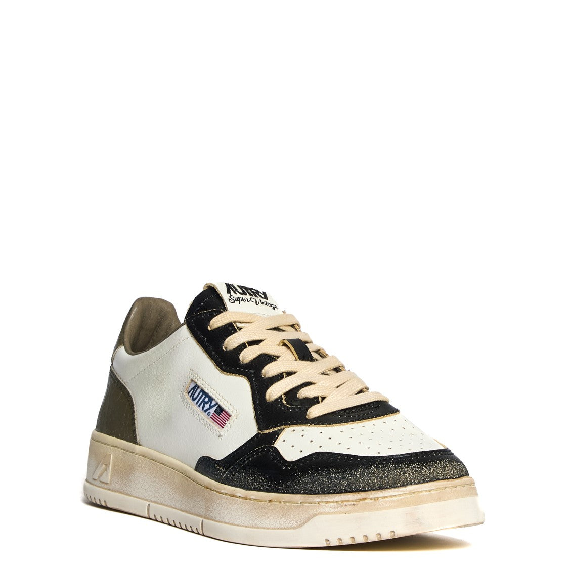 Autry Vintage Leather Low-Top Sneakers With Artisanal Detailing