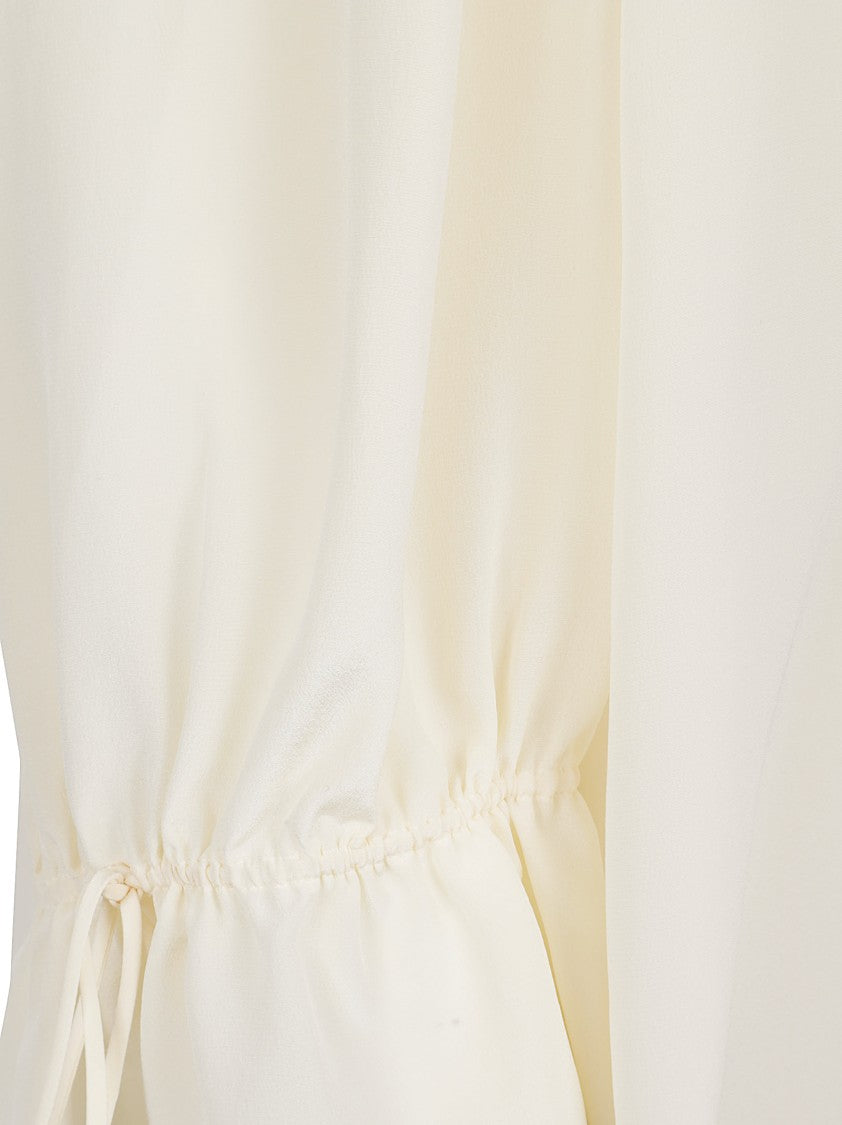 Chloé Silk Crêpe De Chine Blouse With Ruffled Neckline And Puffed Sleeves