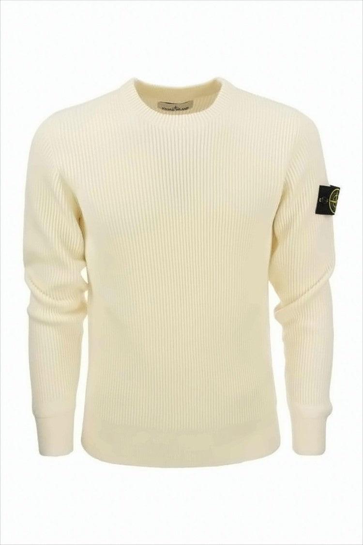 Stone Island Ribbed Knit Sweater With Crew Neckline