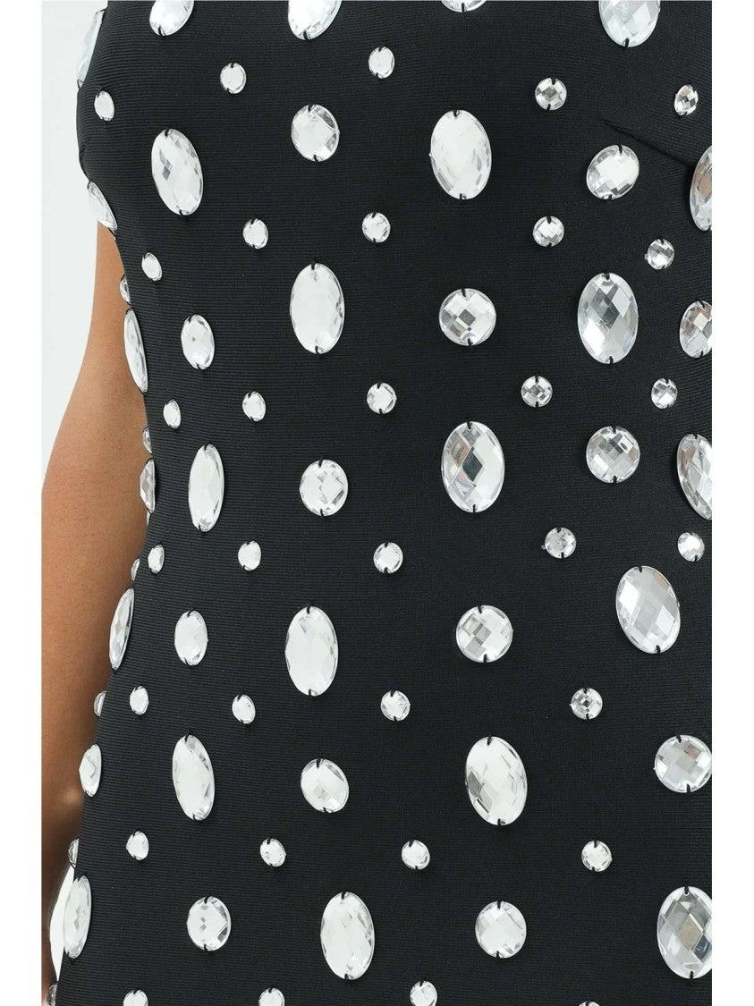 Tpn Bodycon Strapless Mini Dress With Circular Embellishments