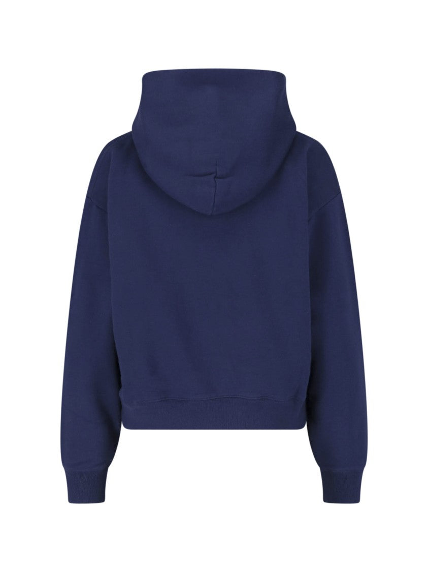 Sporty And Rich Navy Cropped Cotton-Blend Hoodie