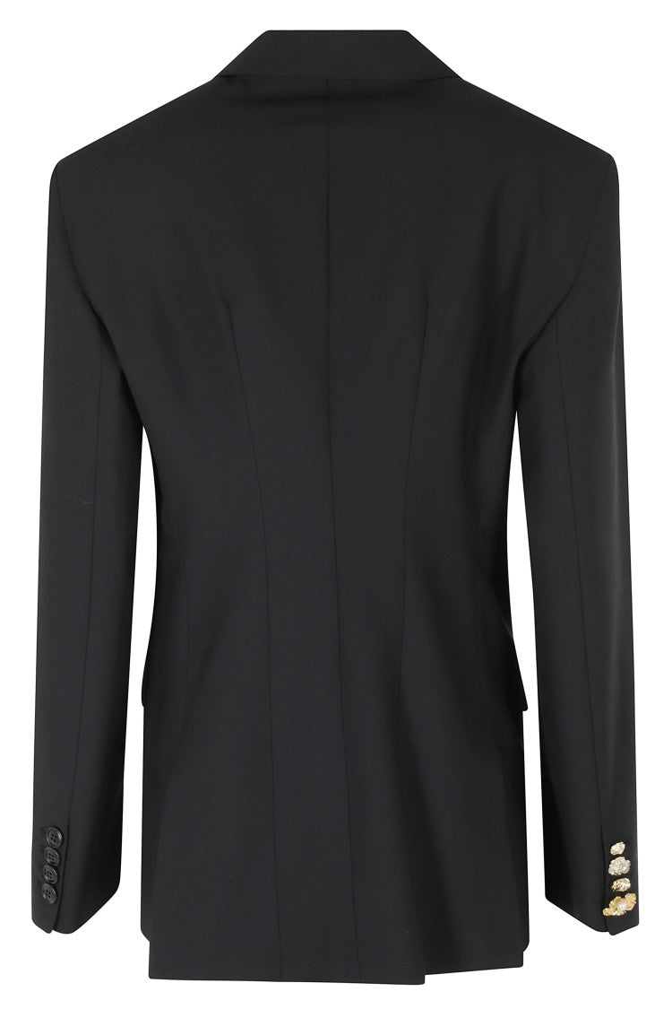 Erika Cavallini Fiore Double-Breasted Jeweled Buttons Polyester-Blend Blazer