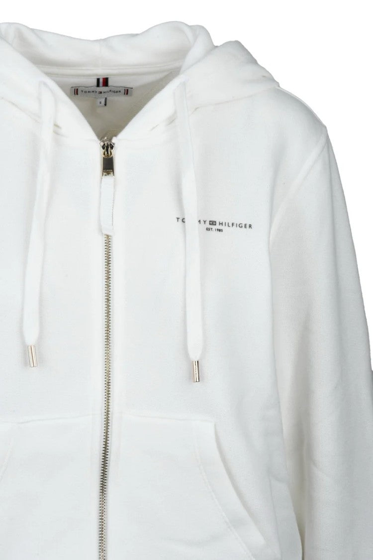 Tommy Hilfiger White Hooded Zip-Up Sweatshirt