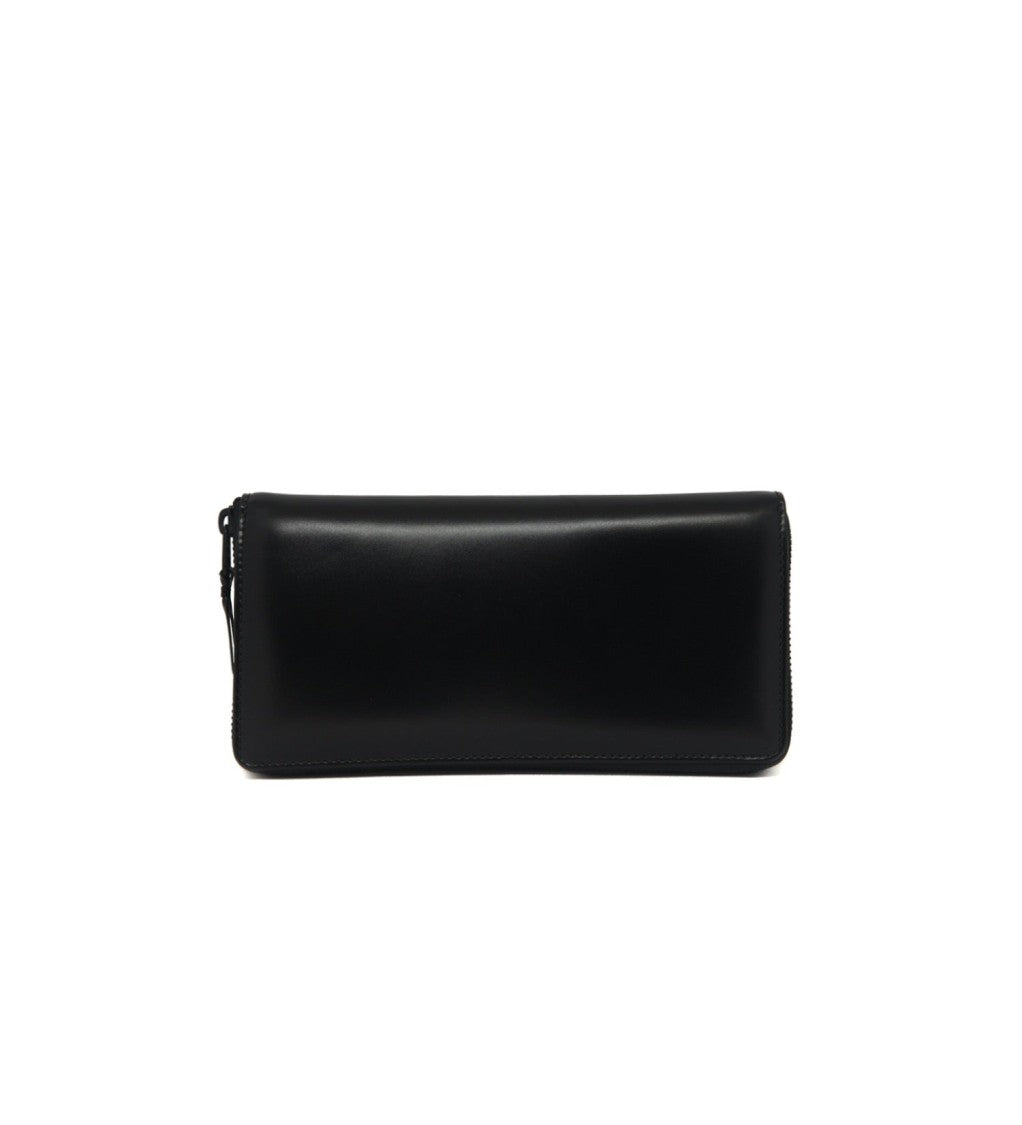 Wallet Cdg Minimalist Black Leather Wallet With Zip Closure