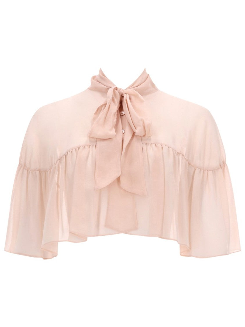 Max Mara Silk Cape With Bow Tie