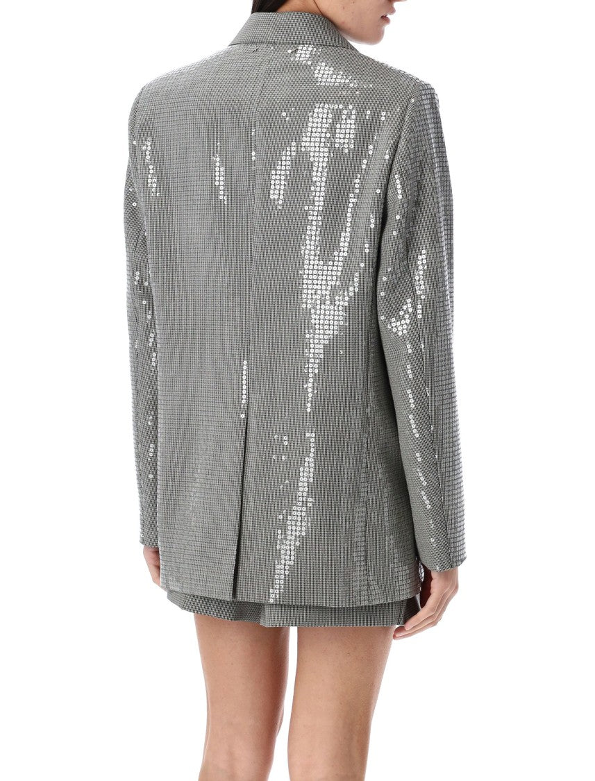 Golden Goose Double-Breasted Boyfriend Jacket With Micro Houndstooth Pattern
