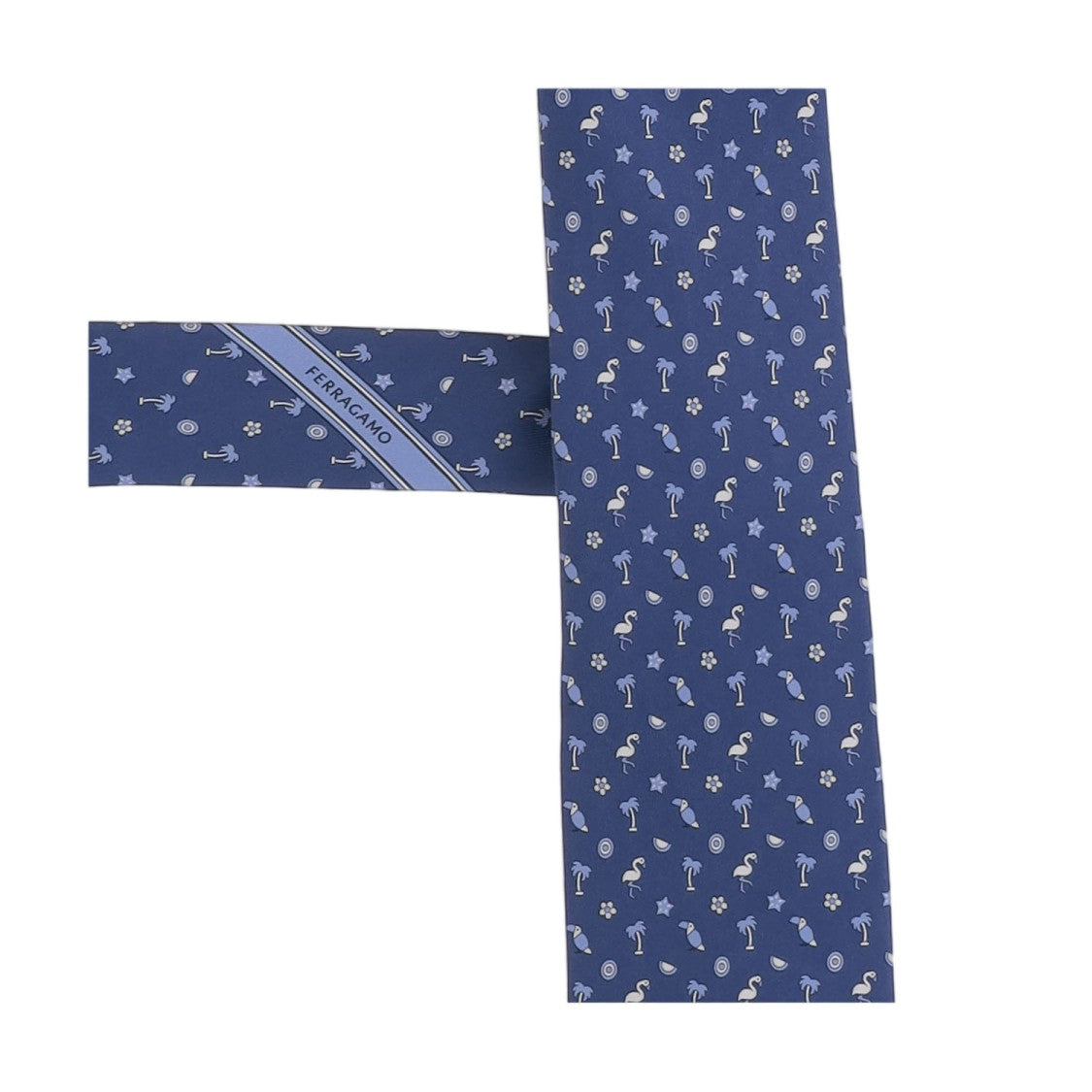Salvatore Ferragamo Blue Patterned Silk Tie