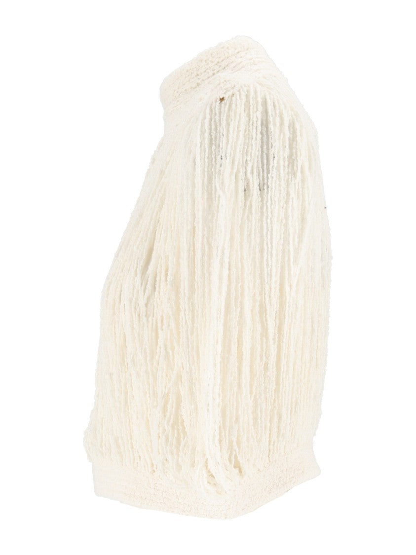 Fabiana Filippi White Boucle Fringed Tank Top