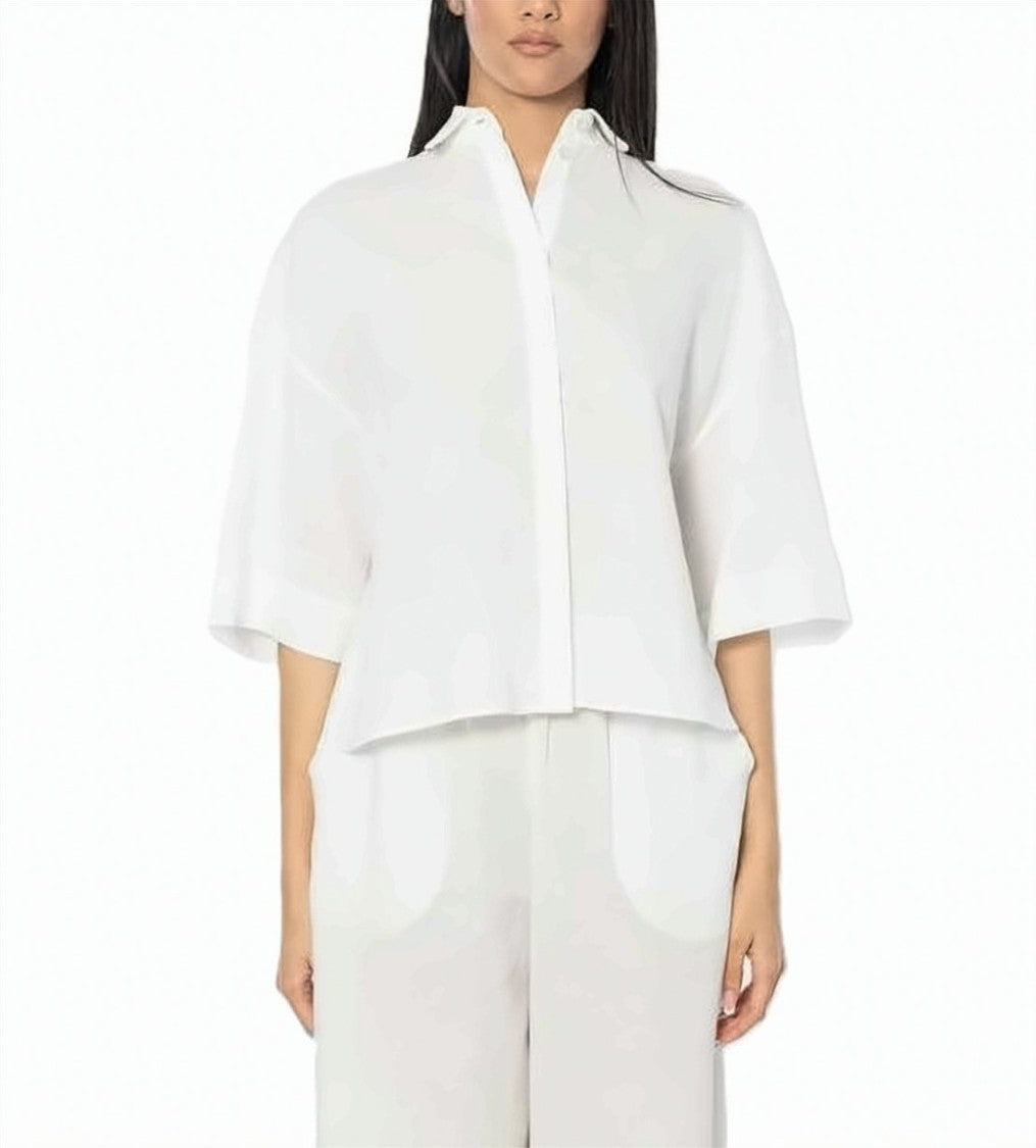 Max Mara Short-Sleeved Boxy Top With High Collar