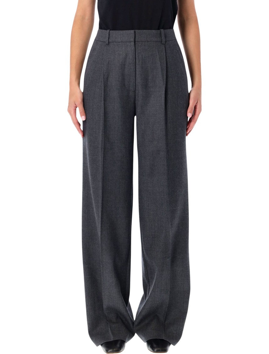 Anine Bing Dark Grey Wide-Leg Wool Trousers