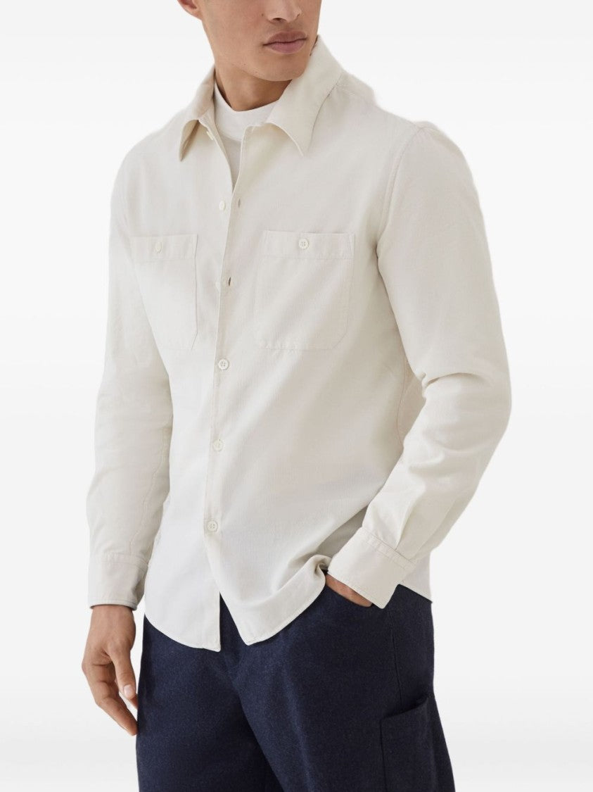 Brunello Cucinelli White Tailored Casual Shirt With Minimalist Design