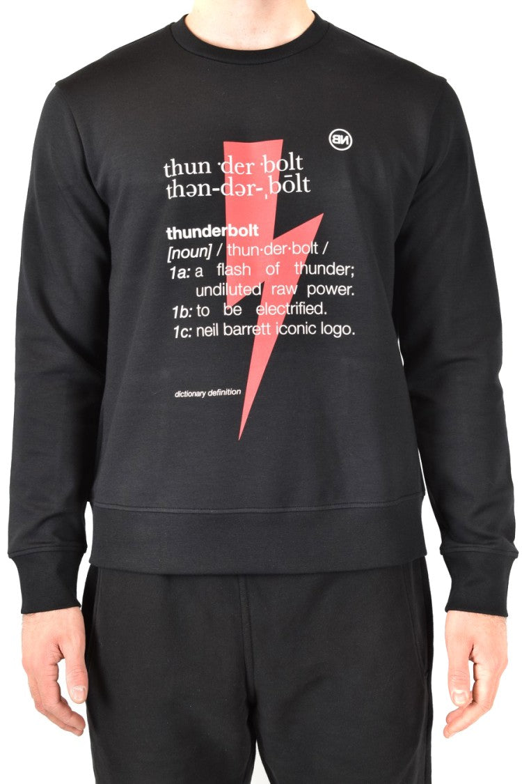 Neil Barrett Black Sweatshirt With Bold Lightning Bolt Graphic