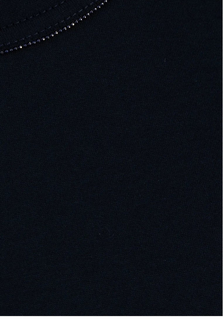 Fabiana Filippi Minimalist Black Jersey Top With Crew Neckline