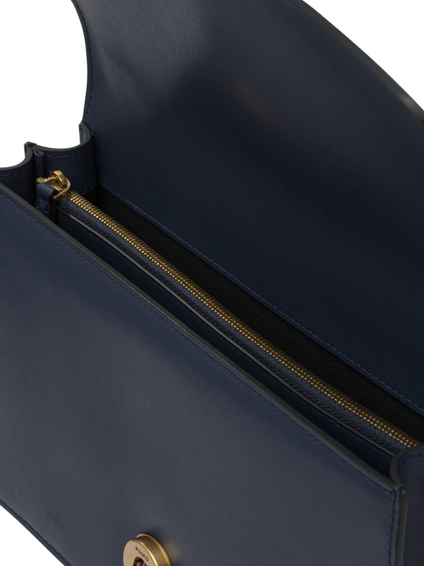 Pinko Structured Rectangular Shoulder Bag In Deep Blue