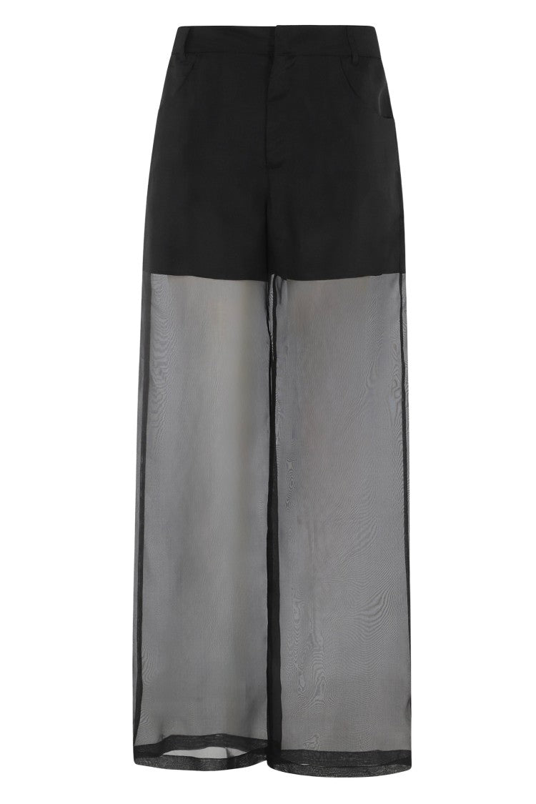 Federica Tosi Black Five-Pocket Silk Organza Formal Pants