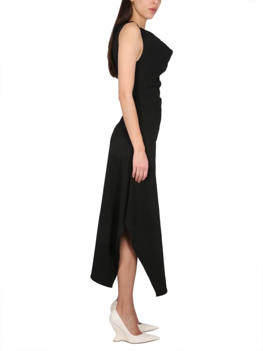Bottega Veneta Asymmetrical Midi Dress With Unique Silhouette