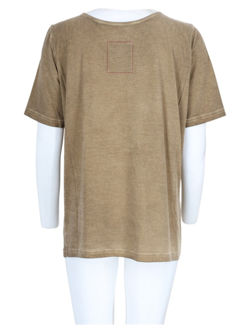 Uma Wang Beige Draped Short-Sleeve Modal-Blend Top