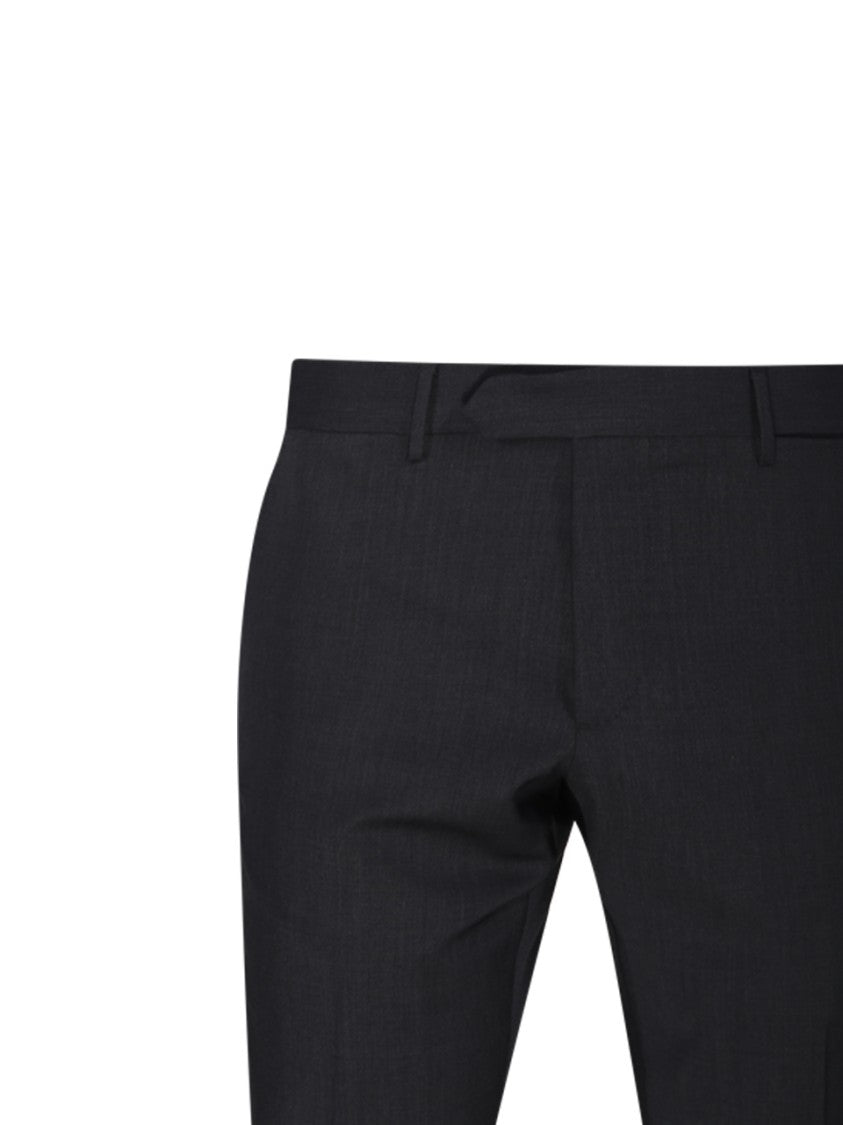 Santaniello Tailored Black Wool Suit With Classic Blazer And Flat-Front Trousers