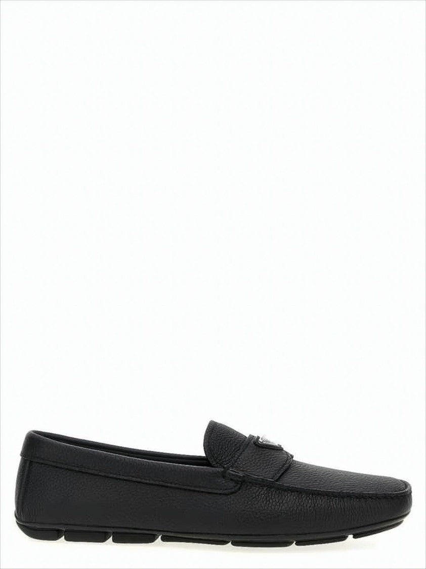 Prada Textured Black Leather Loafers
