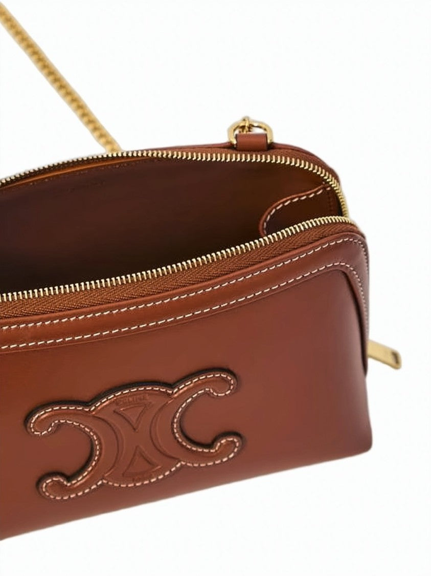 Celine Rectangular Calf Leather Crossbody Bag With Gold-Tone Hardware