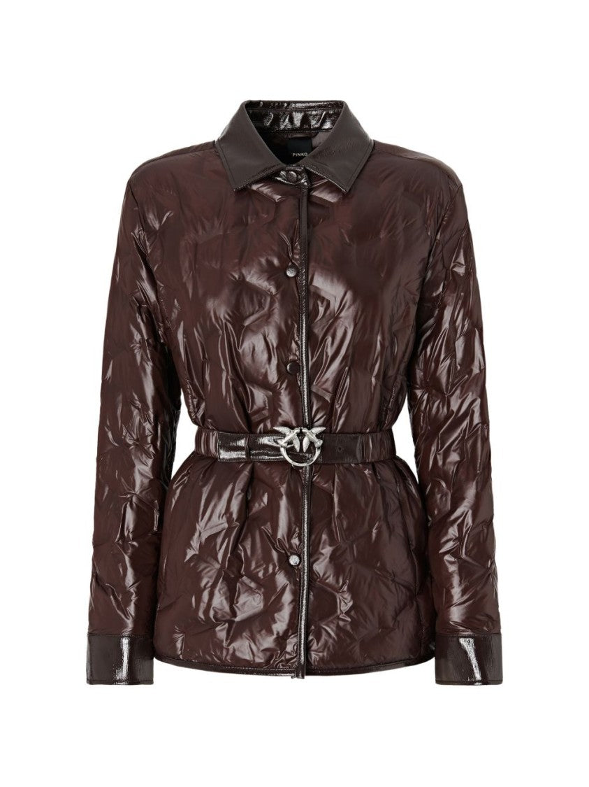Pinko Glossy Quilted Buckle Jacket