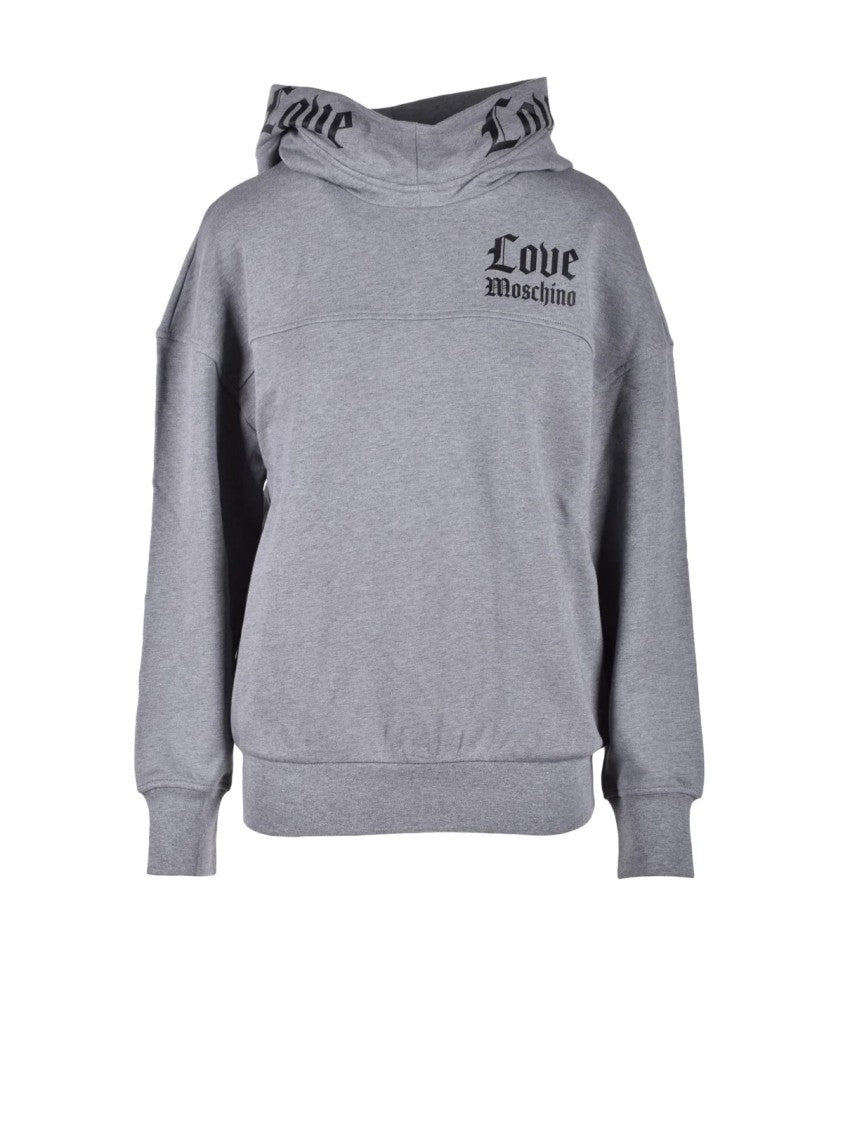 Love Moschino Grey Cotton Spandex Blend Crewneck Sweatshirt