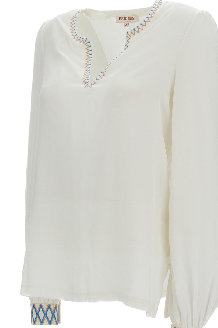 Emporio Sirenuse Ballerina Embroidered Silk Blouse