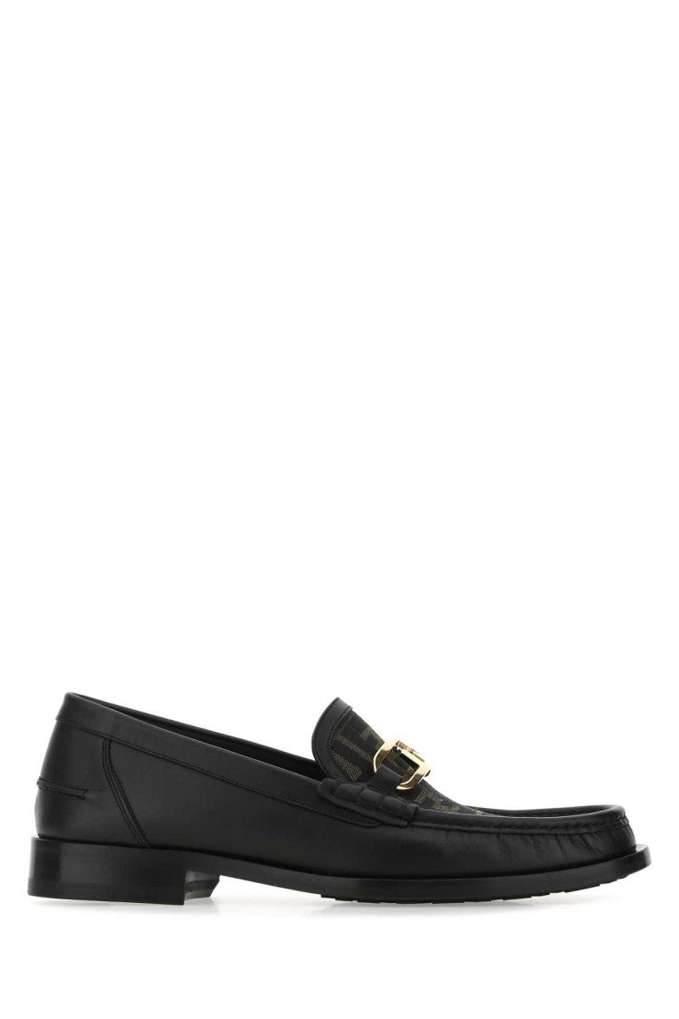Fendi Multicolor Leather And Fabric Loafers