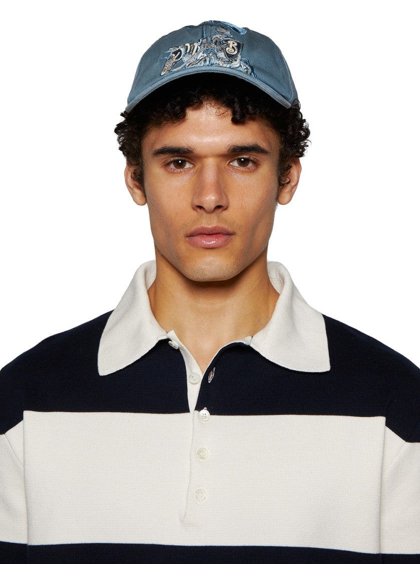 Burberry Equestrian Knight Design Baseball Cap Flood Blue