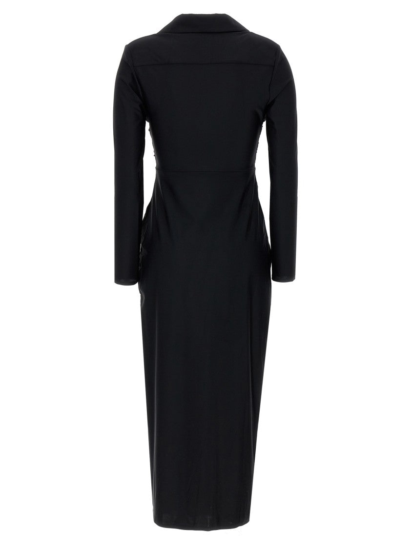 Self-Portrait 'Black Jersey Cut Out Midi' Dress