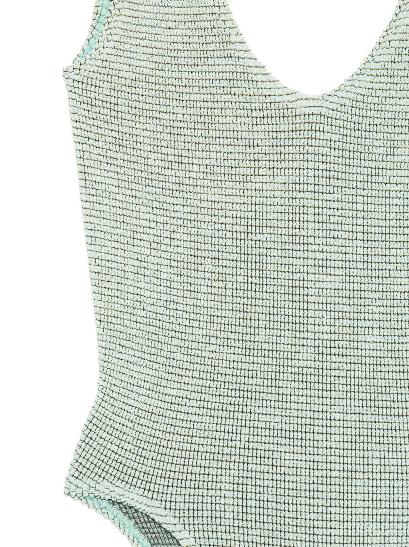 Bond-Eye Textured Green Mara One-Piece Swimsuit With Scoop Neckline