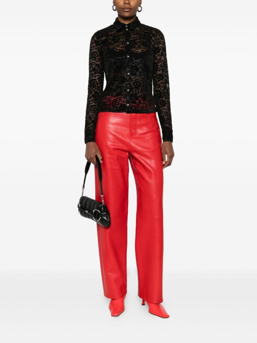 Versace Jeans Couture Sheer Black Lace Fitted Shirt