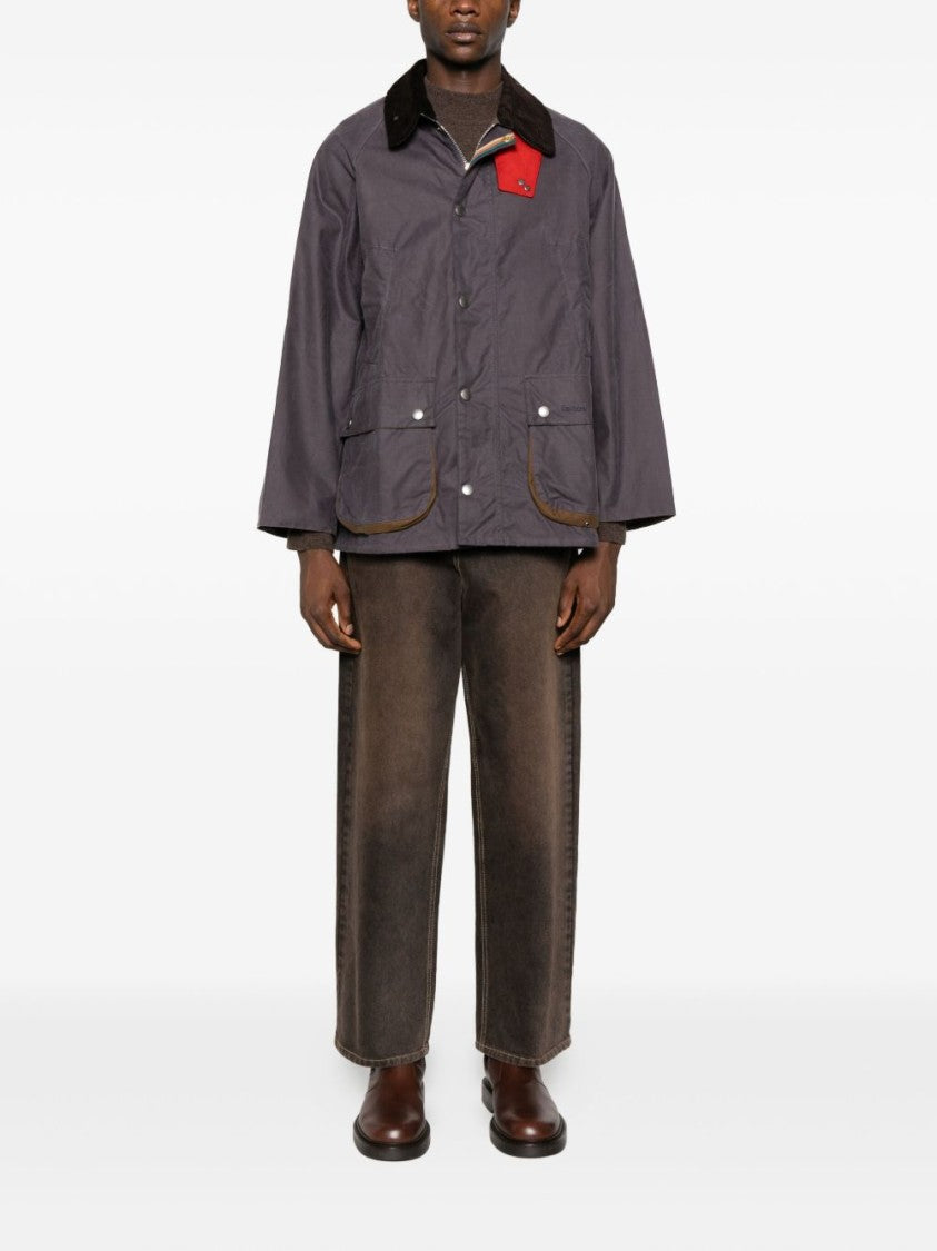 Barbour Boxy Gray Jacket With Corduroy Collar