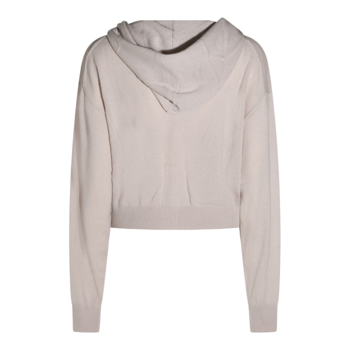 Allude Light Beige Hooded Zip-Up Sweater