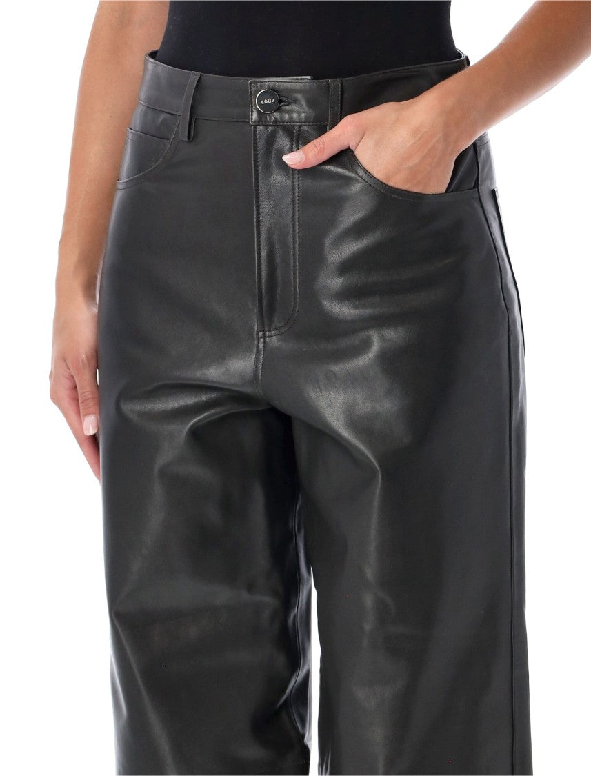 Róhe Wide Leg Leather Pants With Horizontal Seams By Róhe