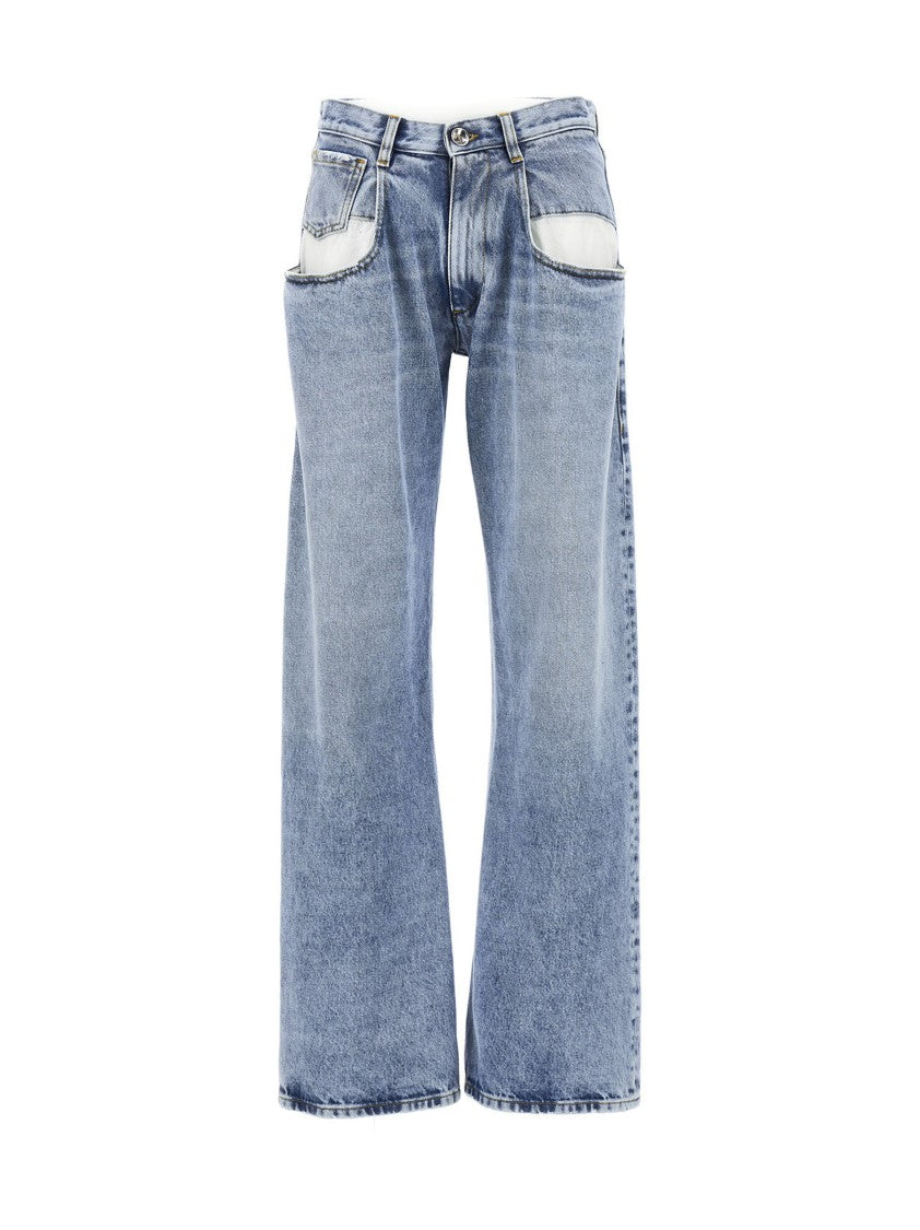 Maison Margiela Blue Cotton Denim Side Cuts Jeans