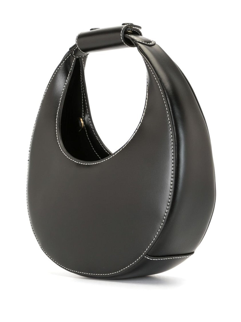 Staud Crescent Moon Shoulder Bag With Gold Hardware And Contrasting Stitching