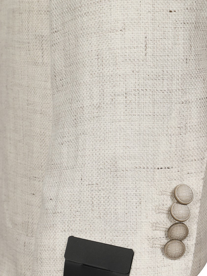 Tagliatore Beige Linen Wool Blend Blazer