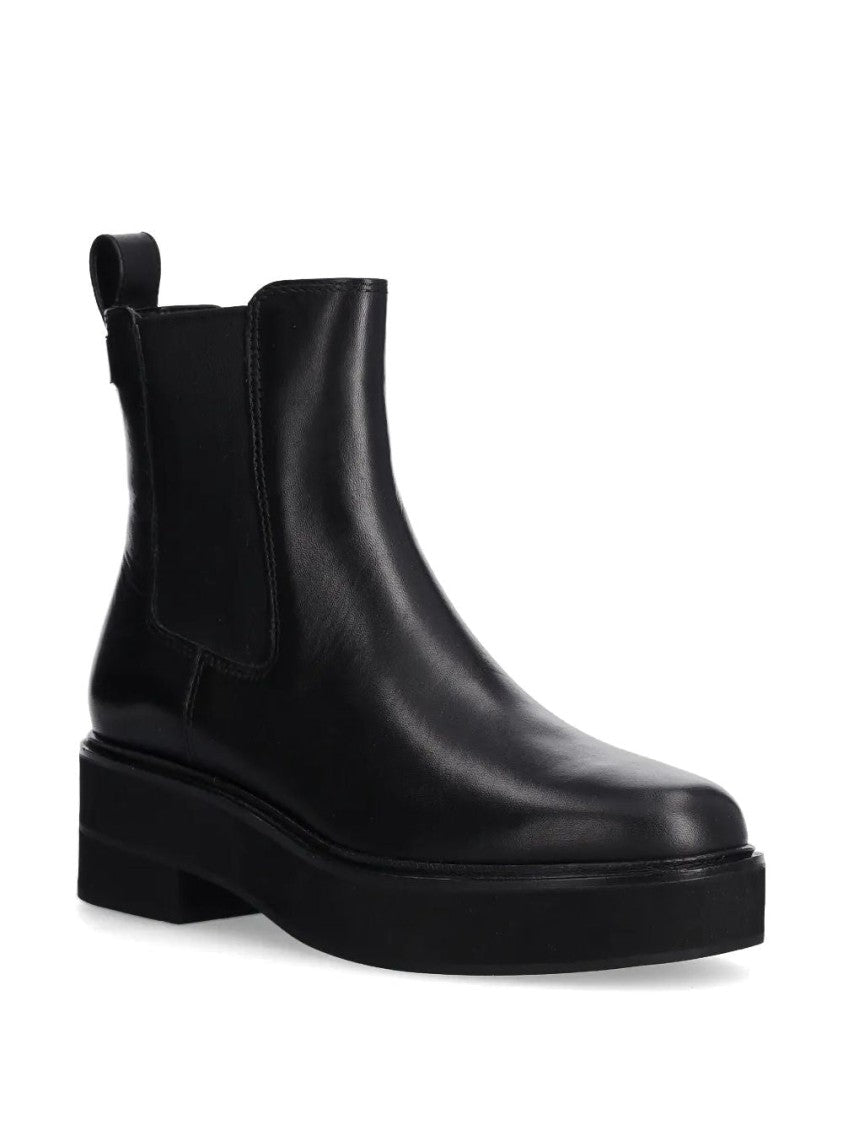 Lauren Ralph Lauren Black Adrianna Minimalist Leather Ankle Boots