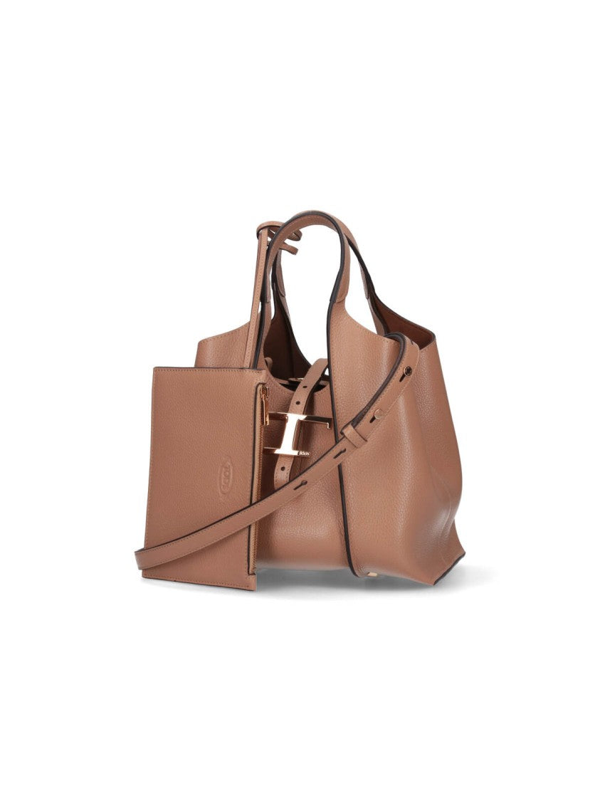 Tod's Small Pebbled Leather Shoulder Bag With Signature Gold Buckle