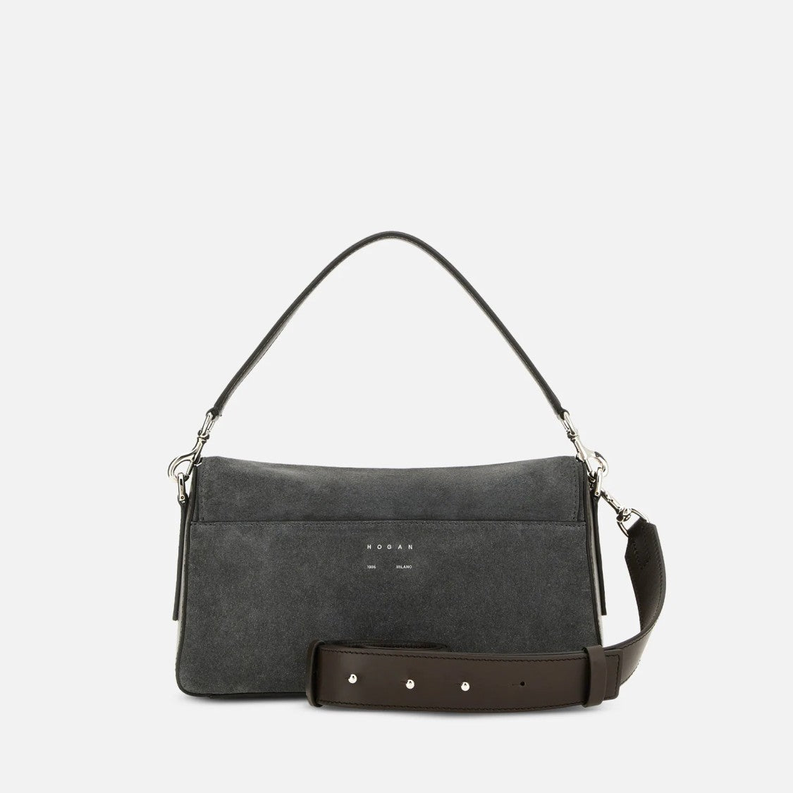 Hogan Suede Nappa Leather H-Clasp Shoulder Bag