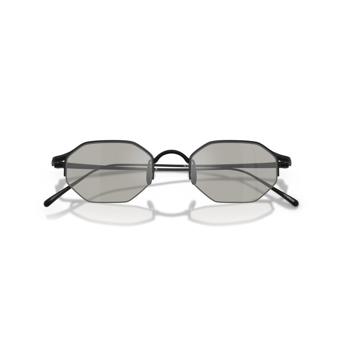 Giorgio Armani 0Ar6171t Geometric Octagonal Black Titanium Sunglasses