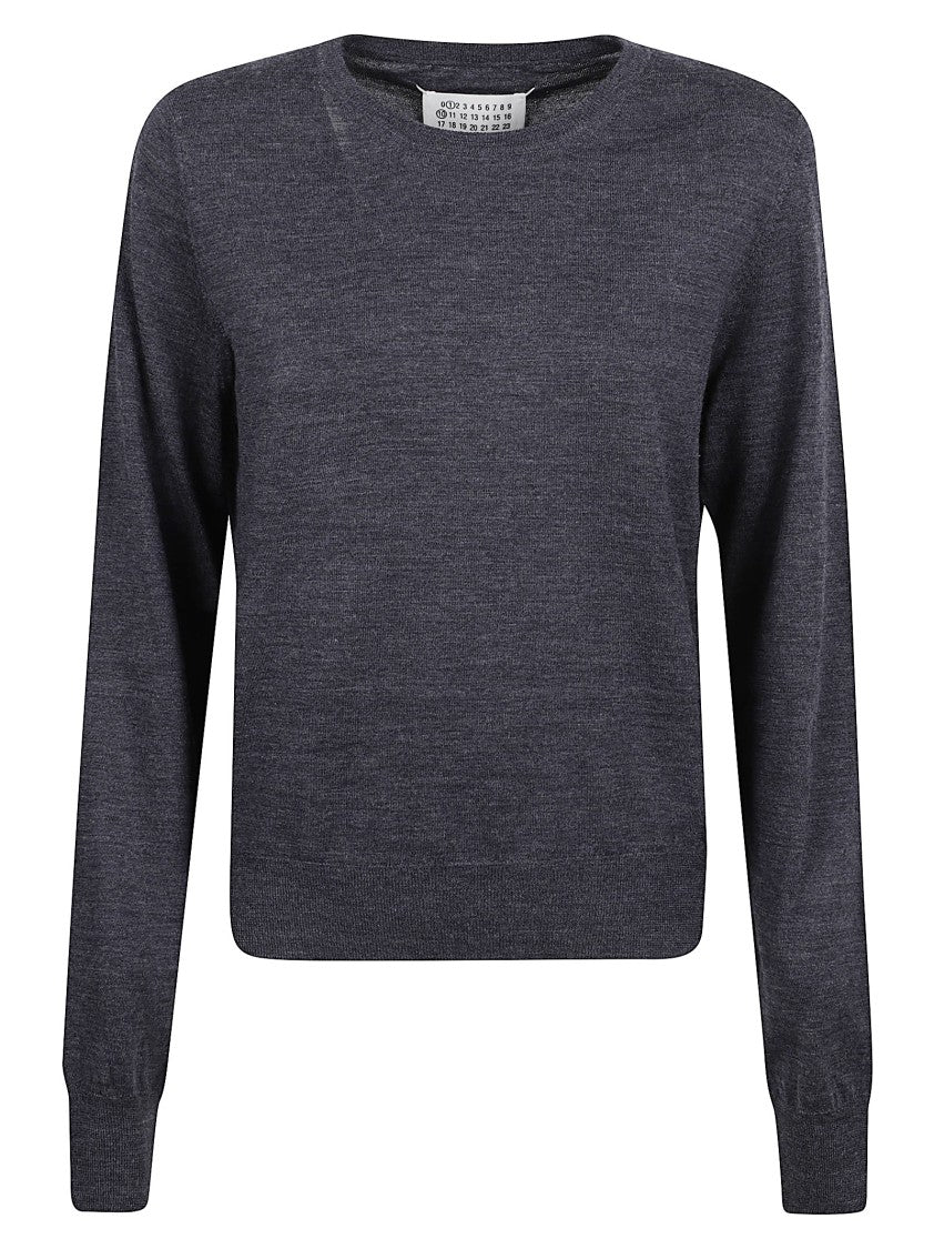Maison Margiela Round Neck Sweater In Luxurious Blue Wool