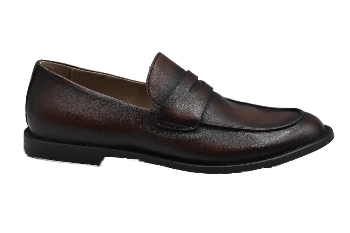 Pantanetti Polished Brown Leather Loafers