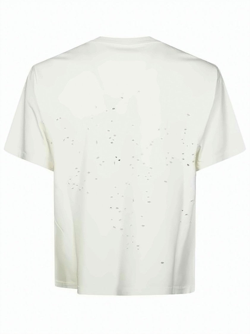Satisfy Slightly Cropped Organic Cotton T-Shirt With Distressed Design