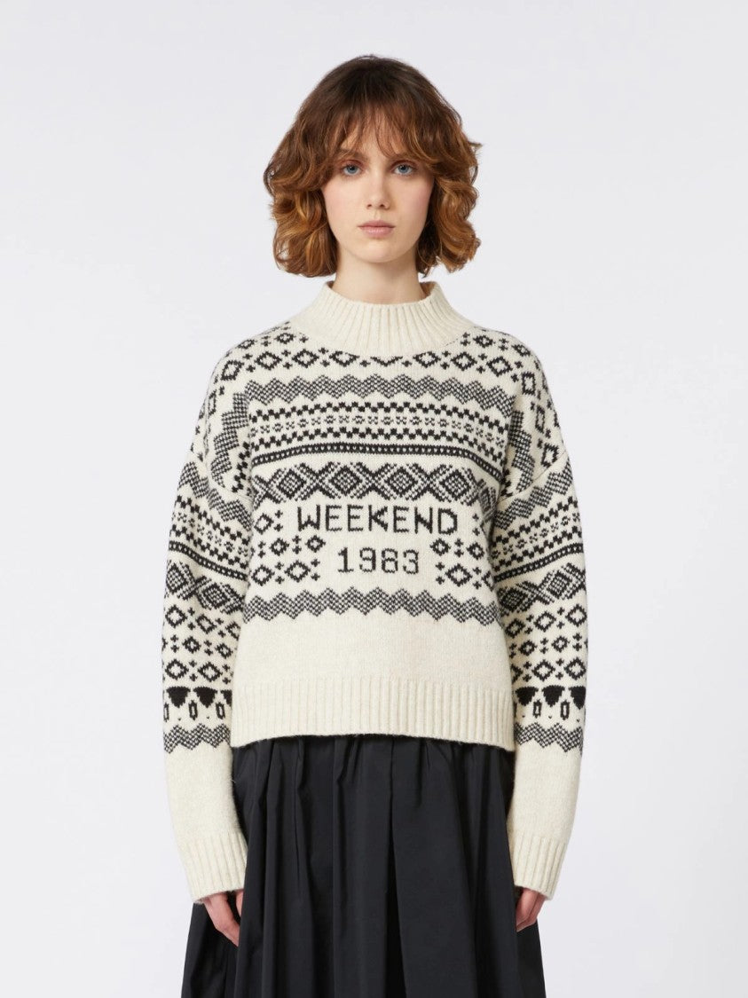 Max Mara Geometric Patterned Knit Sweater With Crew Neckline
