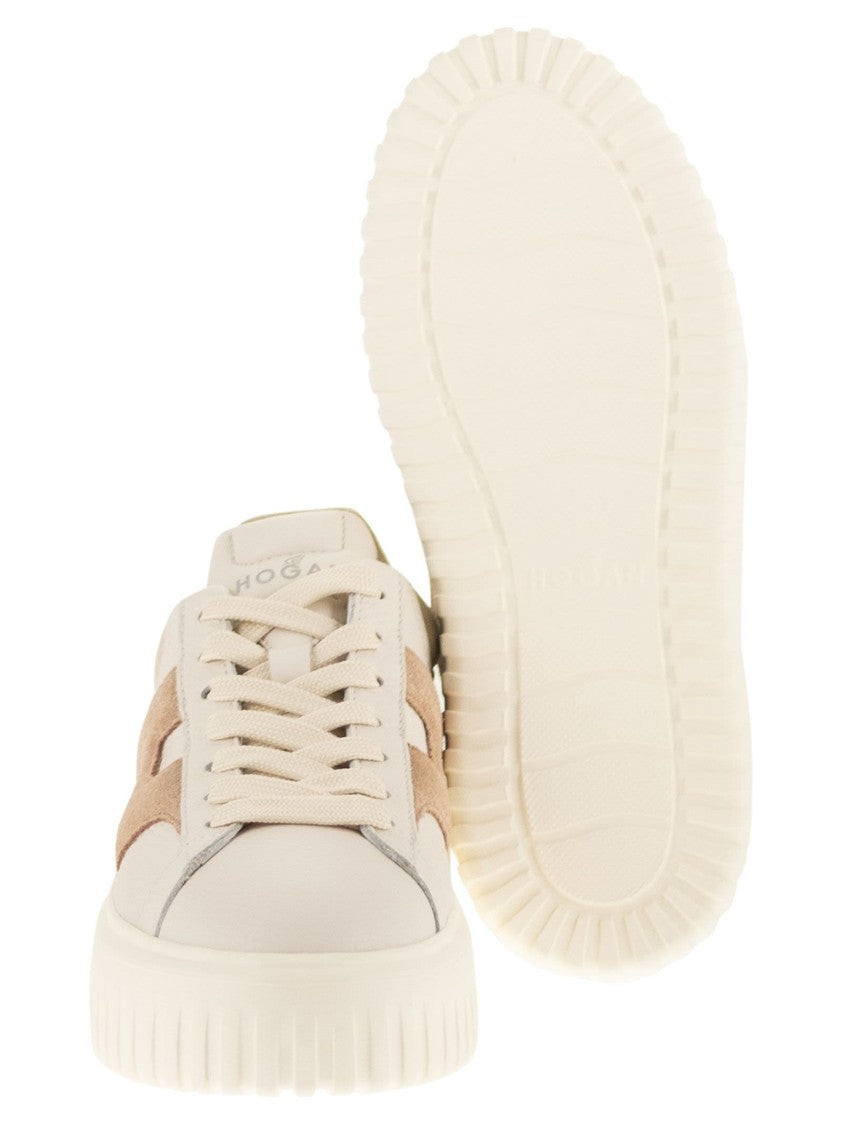 Hogan H-Stripes Leather And Suede Trainers With Extra-Light Sole