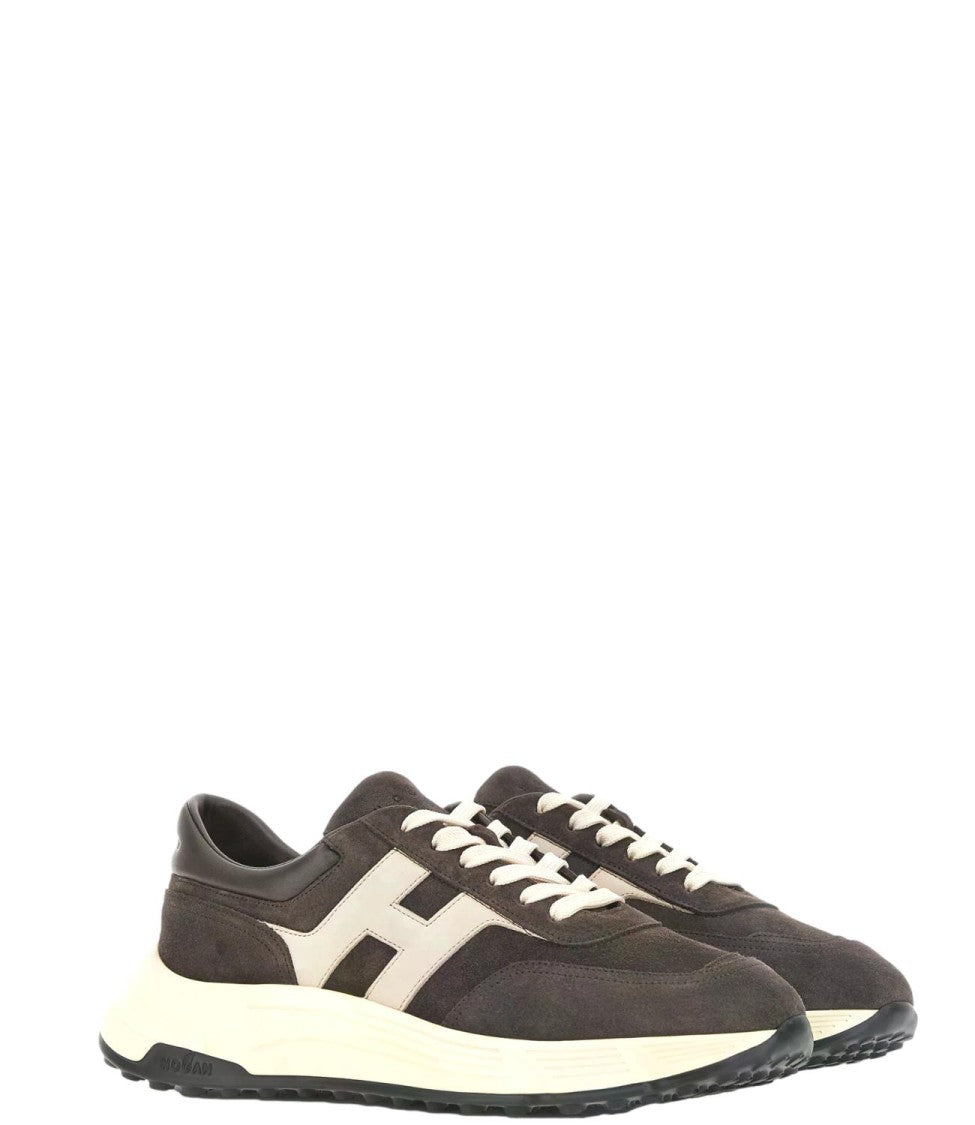 Hogan Dark Suede Padded Collar Sneakers